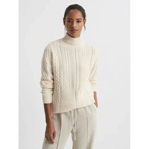 Reiss Women's Martha Pullover Sweater Sz XL‎ Cream Wool Blend
